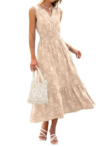 Simplee Womens Summer Maxi Dress Boho Floral Casual A Line V Neck Sleeveless Empire Waist Flowy B... | Amazon (US)