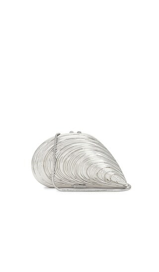Bridget Mini Metal Oyster Shell Clutch in Silver | Revolve Clothing (Global)