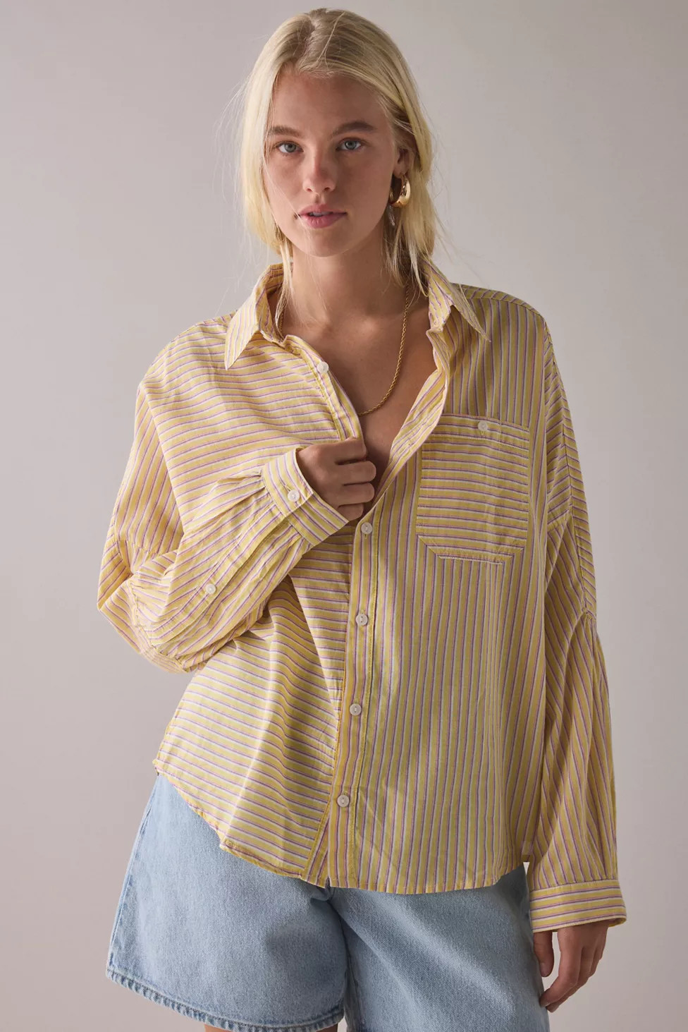 BDG Alex Breezy Cotton Oversized Button-Down Shirt | Urban Outfitters (US and RoW)