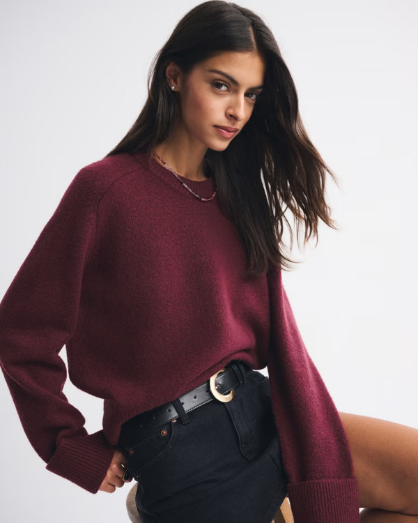 Women's The A&F Madeline Crew Sweater | Women's Tops | Abercrombie.com | Abercrombie & Fitch (US)