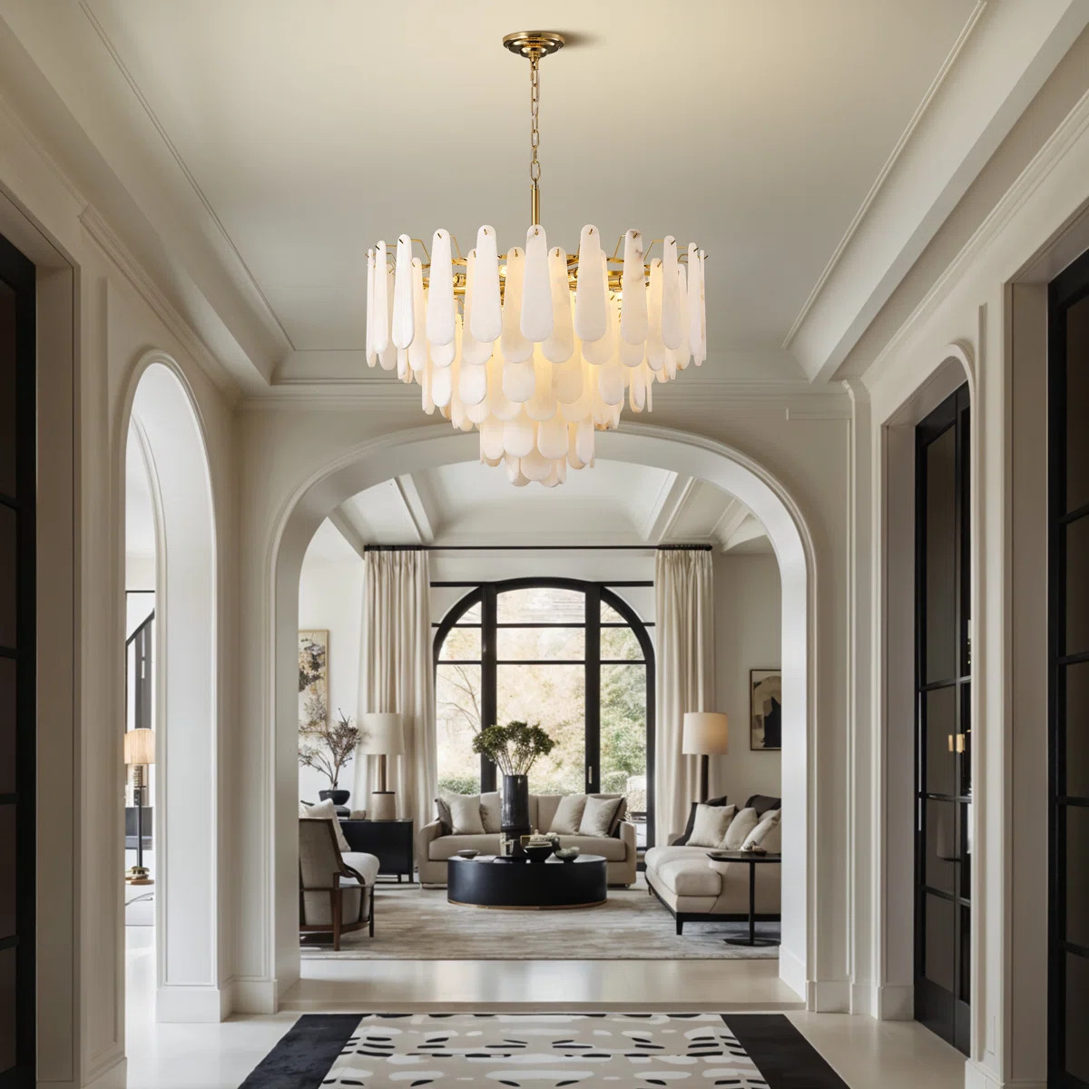 Norinne 31.5" 6-Layer Luxury Round Alabaster Living Room Chandelier | Wayfair North America