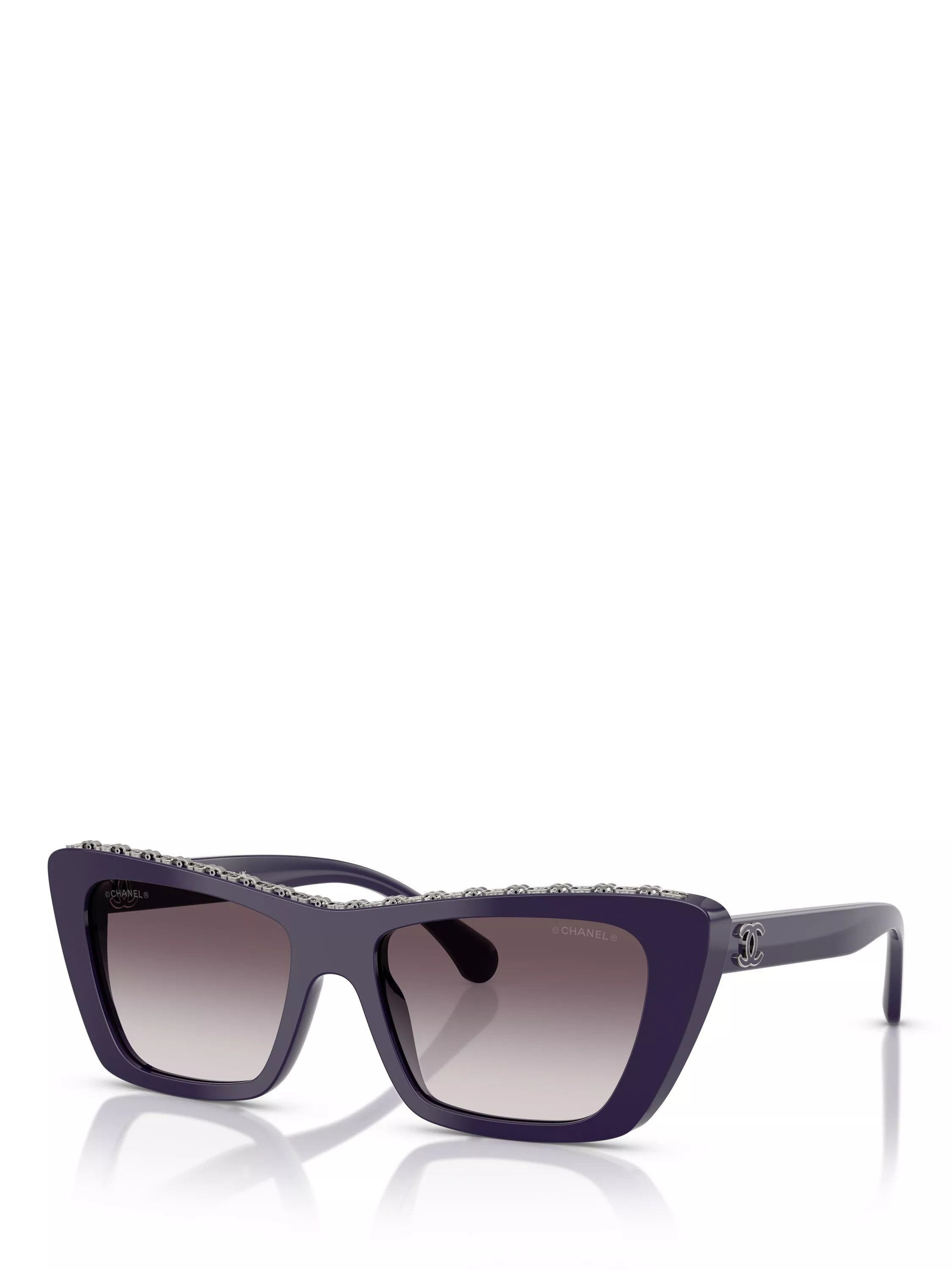 CHANEL Butterfly Sunglasses CH5540, Aubergine/Purple Gradient | John Lewis (UK)