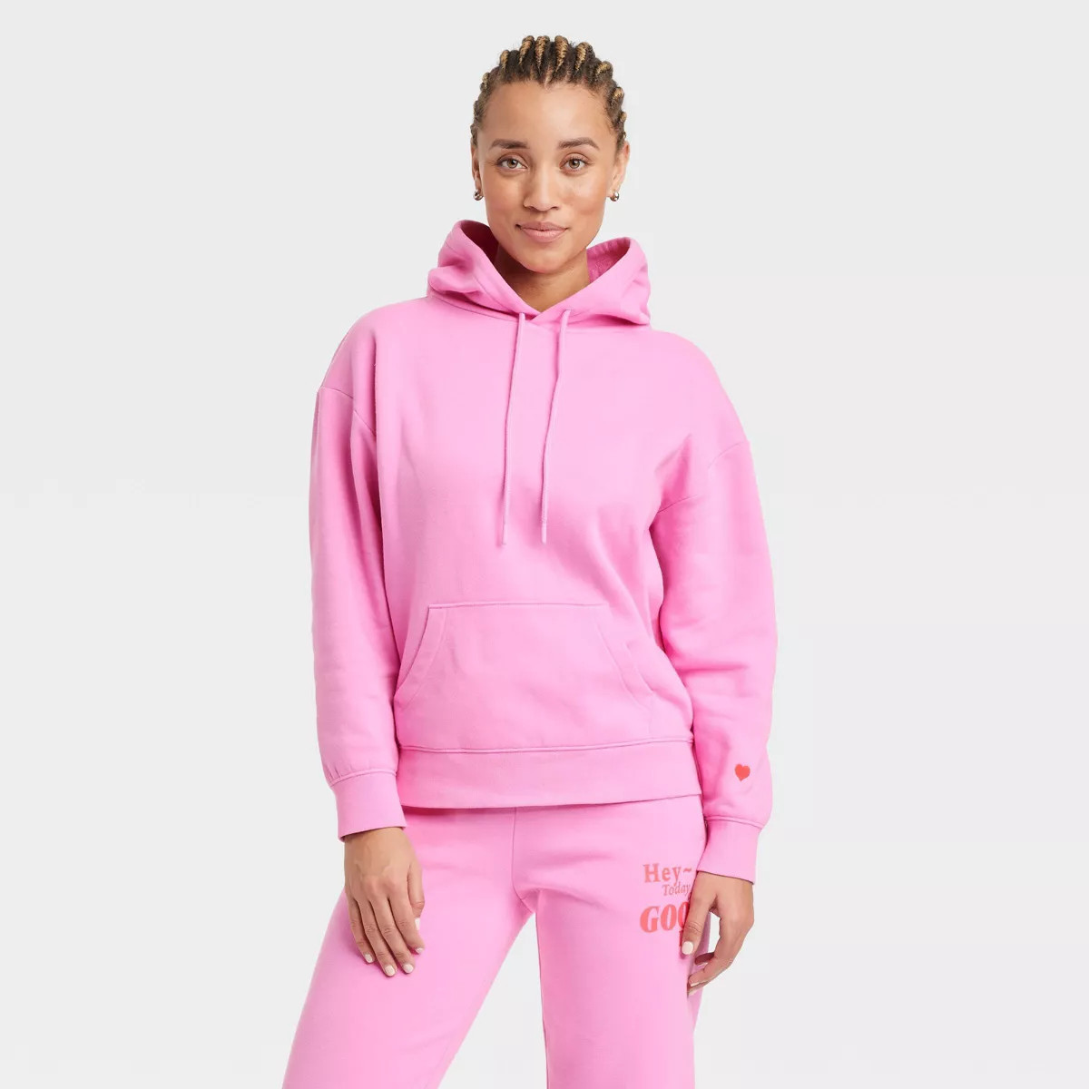 Women's Leisure Studio Graphic Hoodie Pullover Sweatshirt - Universal Thread™ Pink S | Target