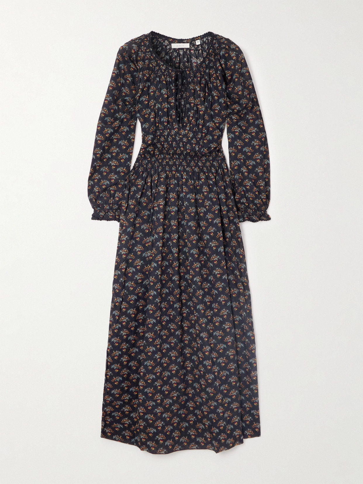 DÔEN - Delfina Shirred Floral-print Organic Cotton-voile Midi Dress - Multi | NET-A-PORTER (US)