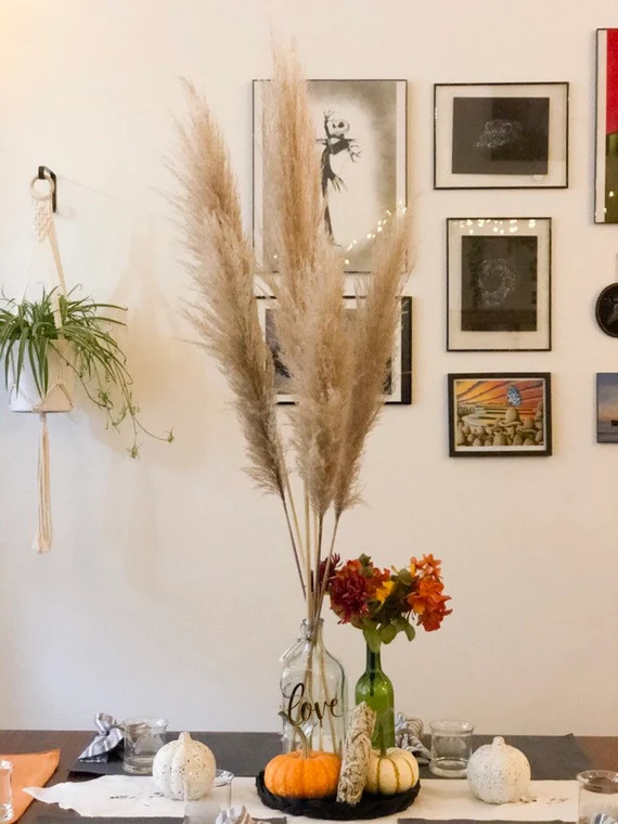 New Pampas Grass - Bundle of 3. Natural Brown Color. Dried Pampas Plant Decor, Wedding Decor Bouq... | Etsy (US)