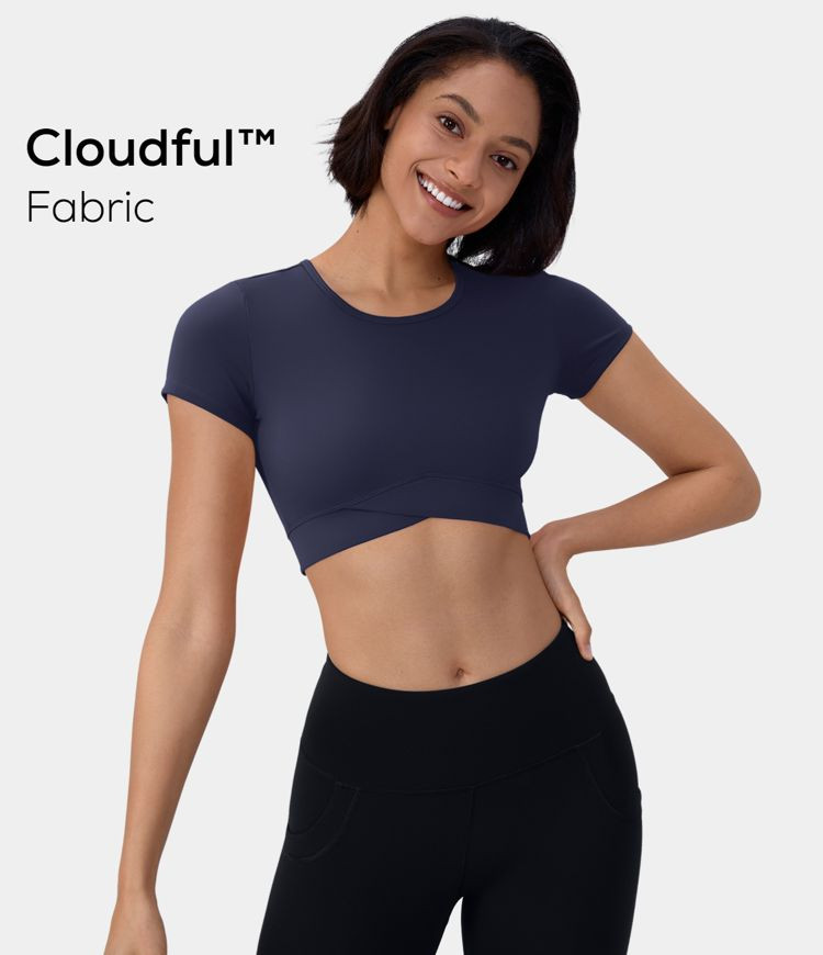 Women’s Cloudful™ Fabric Crossover Hem Cropped Sports Top - HALARA | HALARA