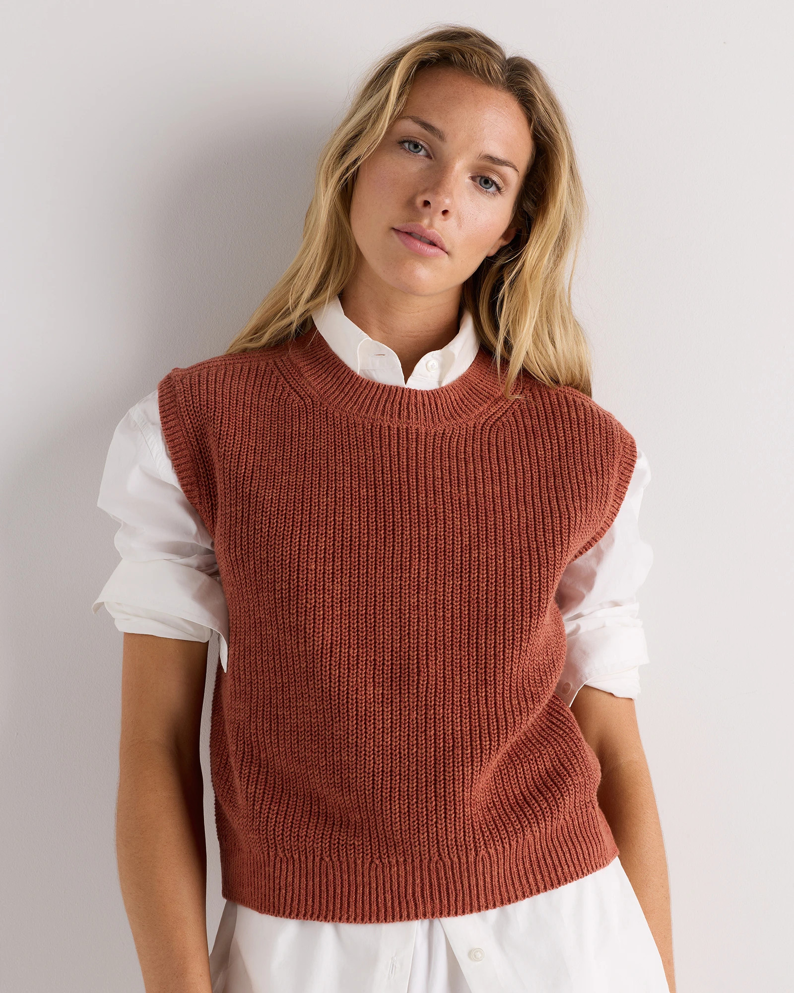 Quince | Women's Cotton Linen Sweater Tank Top in Earthen Khaki, Size XL | Quince