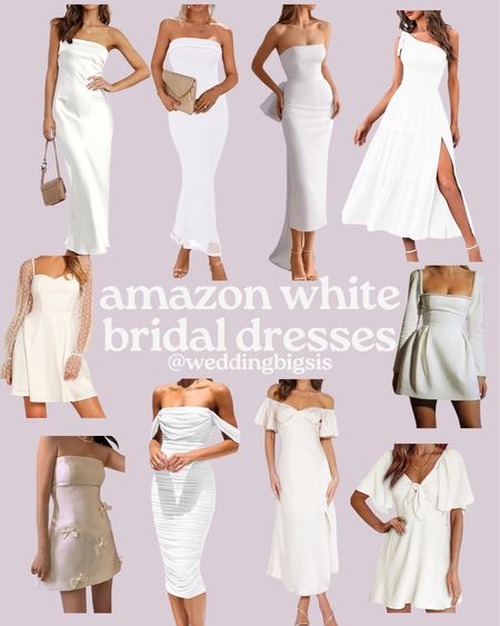 Amazon white bridal dresses perfect for bridal showers, rehearsal, dinners, bachelorette parties, honeymoon, outfits, and more wedding events! Amazon, fines, Amazon, fashion, Amazon, under 100, wedding, dress, white dress, mini dress, maxi, dress, formal dress

#LTKwedding