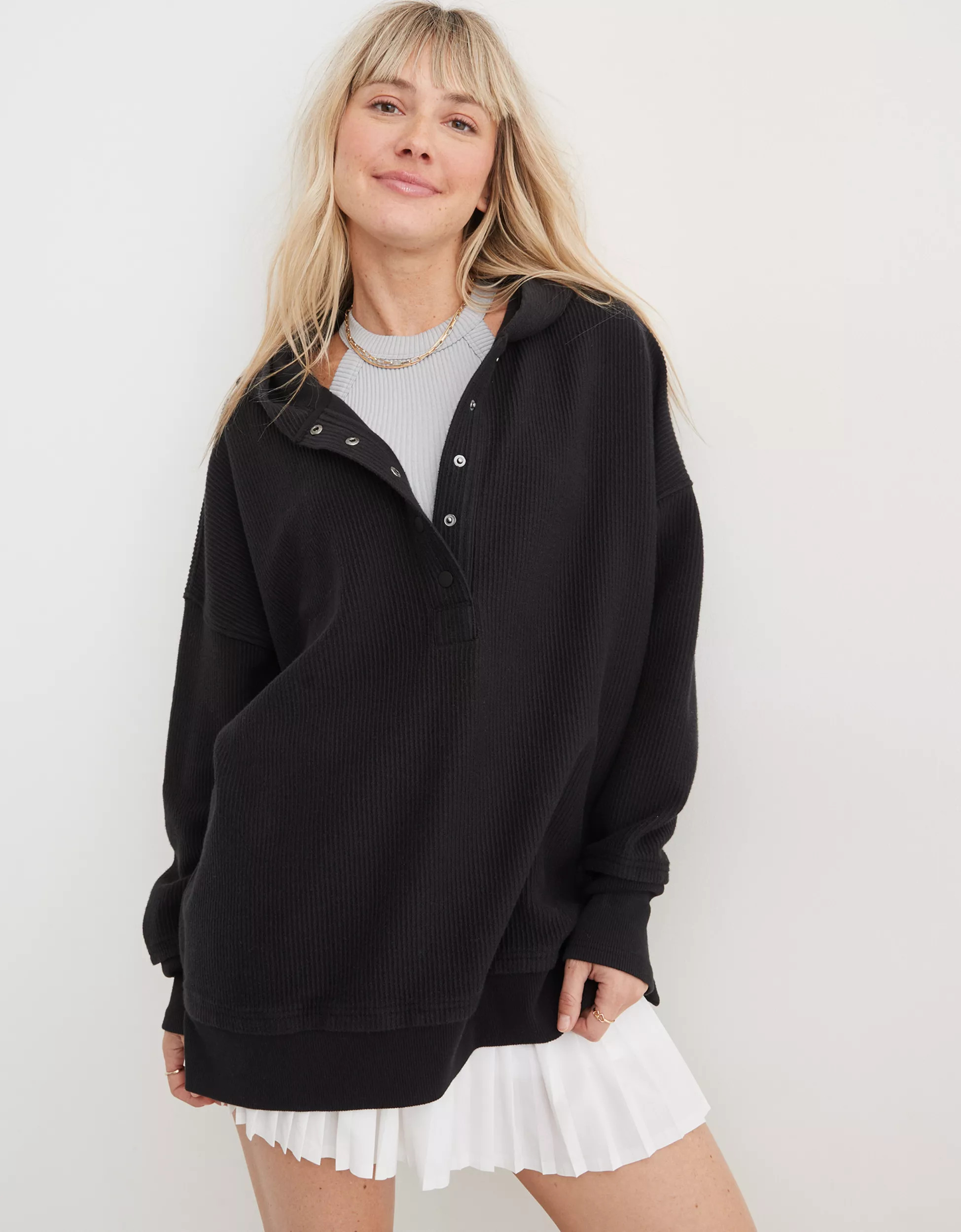 Aerie Textured Henley Hoodie | Aerie