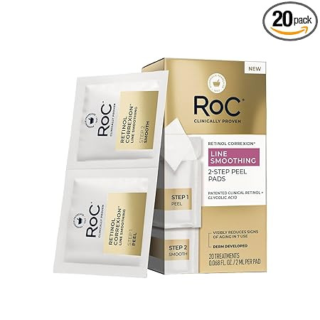 RoC Retinol Correxion Line Smoothing 2-Step Peel Pads with Clinical Retinol & 5-Acid Blend, Resur... | Amazon (US)