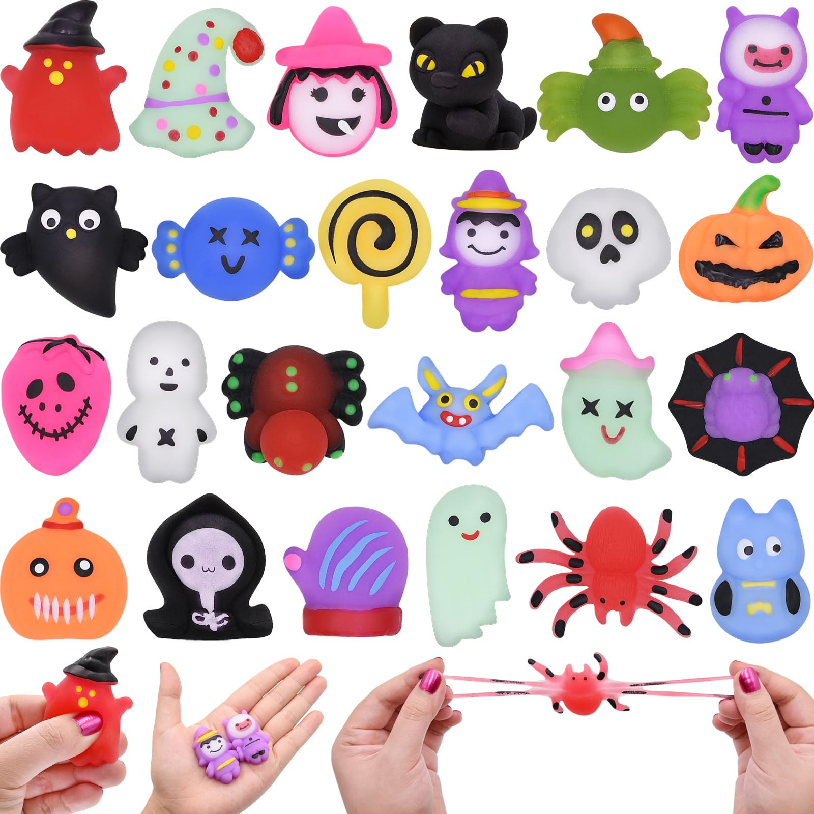 24 Pack Halloween Mochi Squishy Toys Squeeze Squishies Toys for Kids Girls Boys Halloween Goodie ... | Amazon (US)
