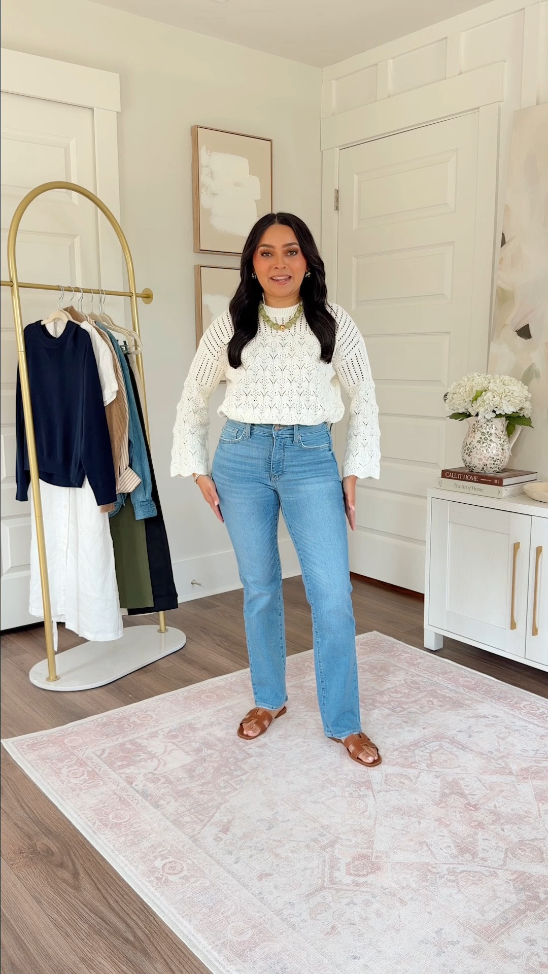 Cream sweater XXS TTS
Marilyn Straight Jeans
wash Vista Lakes - Size O petite, I size down a size in this brand, 29" inseam
Brown sandals are Hermes, similar linked

#LTKgrwm #LTKPetite #LTKootd