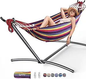EveryFun Double Hammock with Heavy-Duty Steel Stand,Portable,Easy Assembly,600lbs Weight Capacity... | Amazon (US)