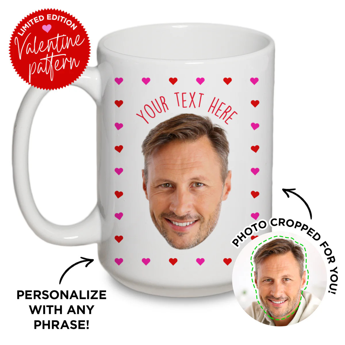 Personalized Heart Face Mug | Type League Press
