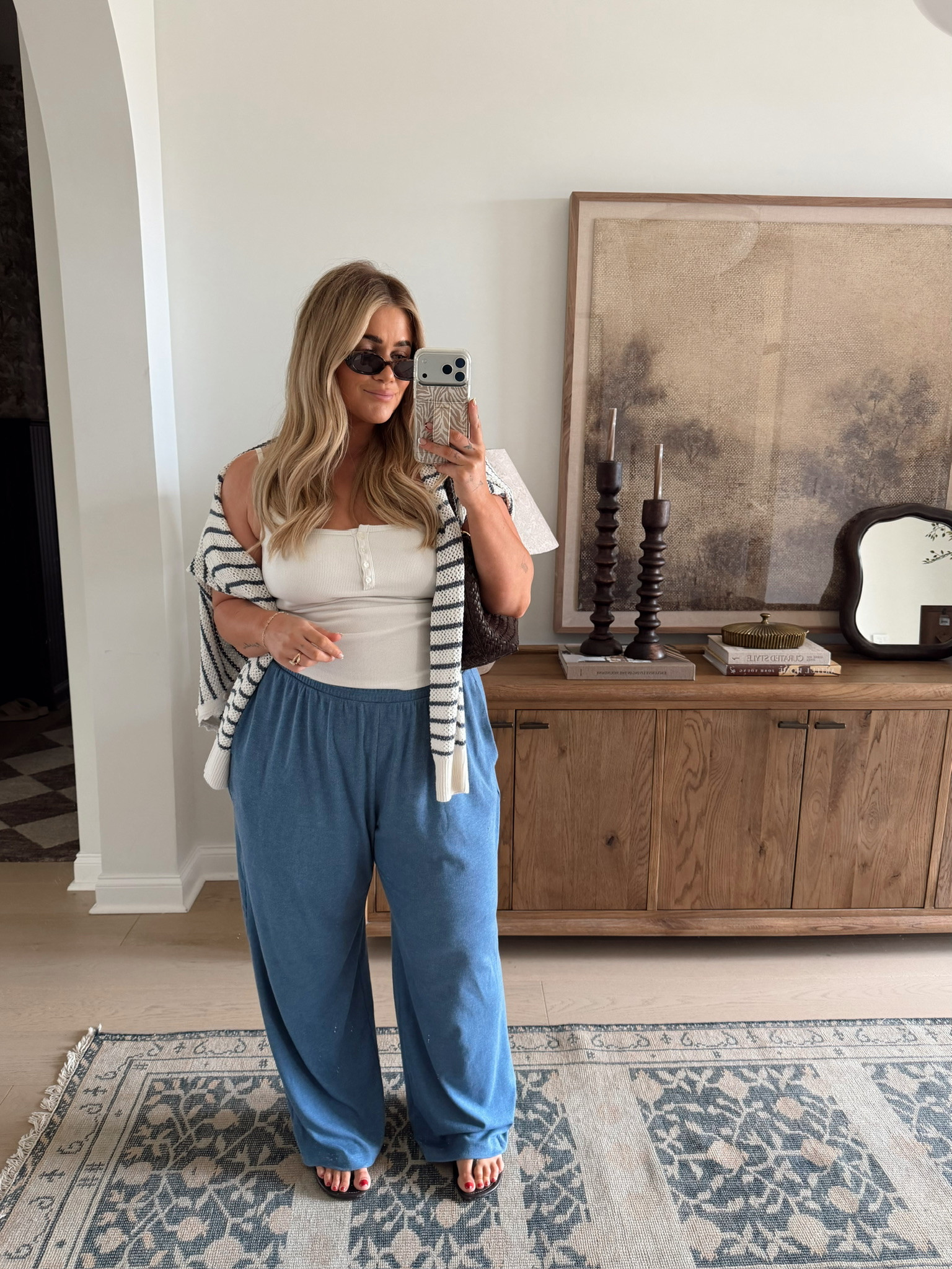 Easy everyday outfit 🤎 XL pants, large tank

#LTKmomlife #LTKMidsize