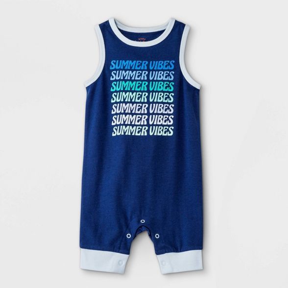 Baby Boys' Summer Vibes Romper - Cat & Jack™ Navy | Target