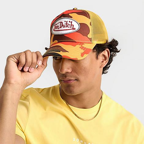 Von Dutch Camo Trucker Hat in Orange/Yellow | Finish Line (US)