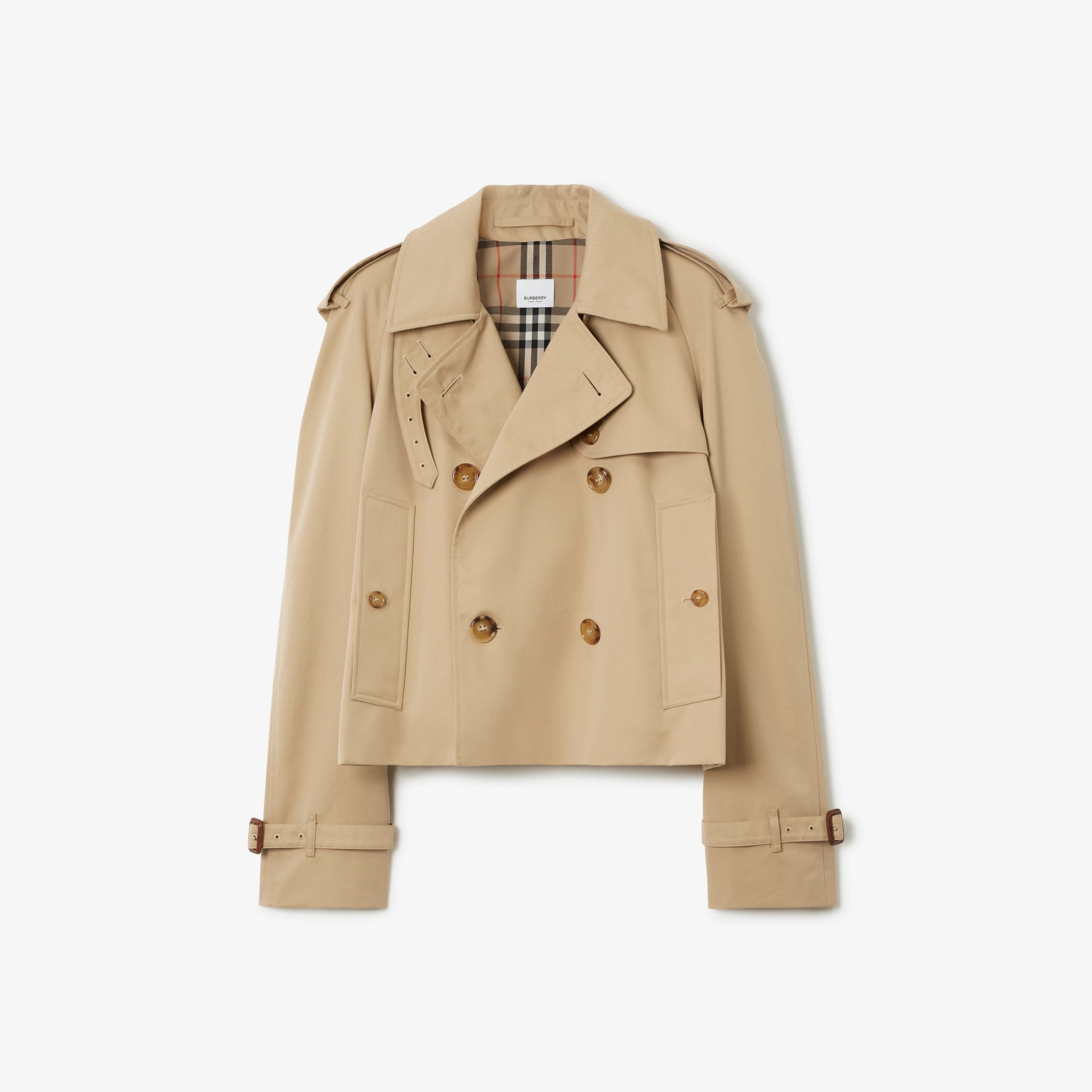 Cropped Gabardine Trench Jacket in Honey - Women | Burberry® Official | Burberry (US)
