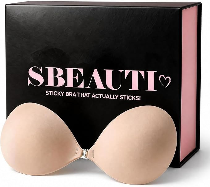 SBEAUTI® Adhesive Bra, Strapless Invisible Sticky Fabric Push Up Nipple Covers, Reusable for Wom... | Amazon (US)