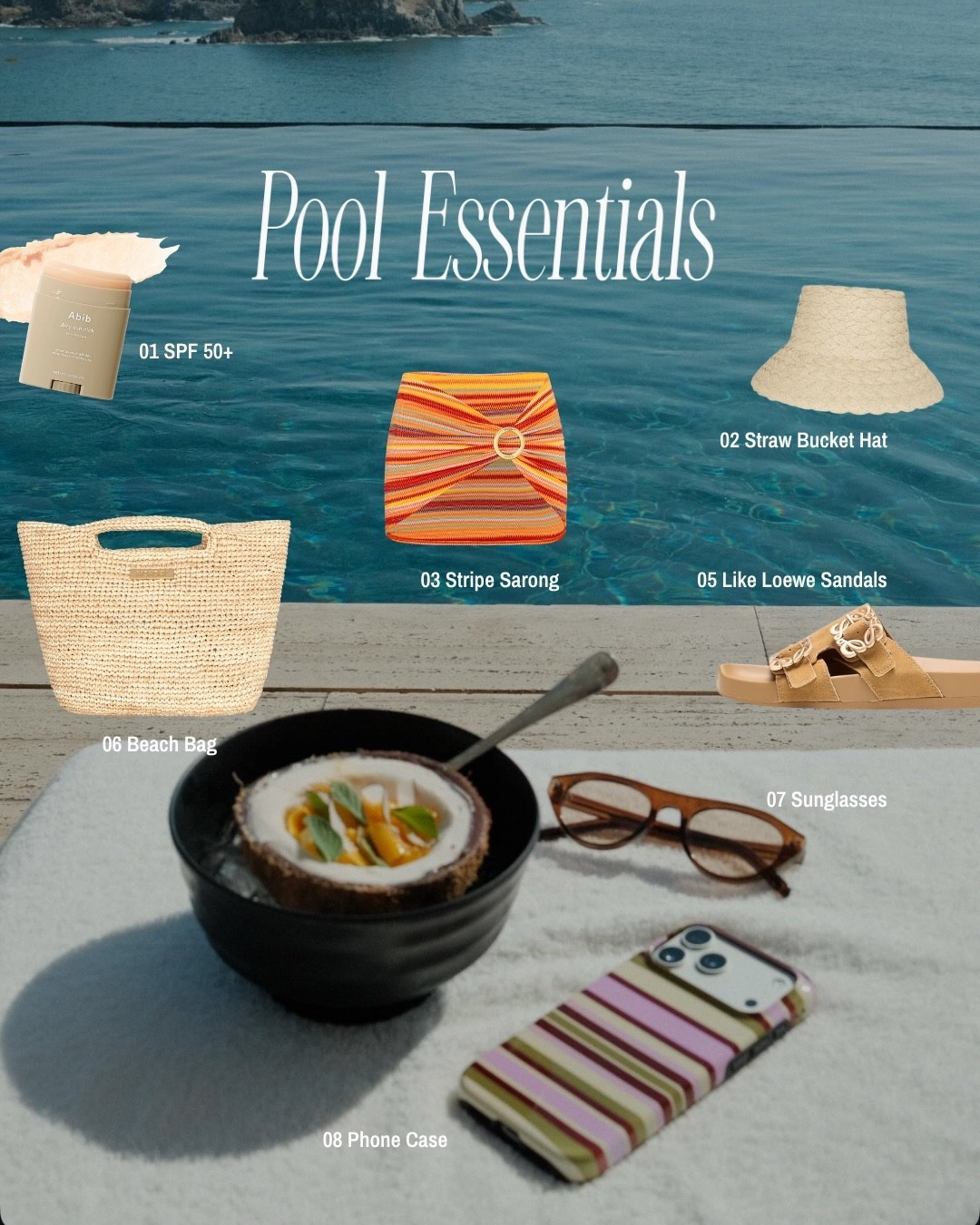 My pool essentials !!

Travel finds, Amazon finds, vacation needs, swimsuit, coverup, Monday swimwear, phone case, summer essentials, beach bag, sunscreen, Hawaii, Cabo, Mexico, Europe finds