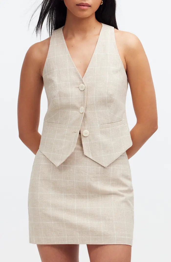 Glen Plaid Linen & Cotton Cutaway Vest Top | Nordstrom Rack