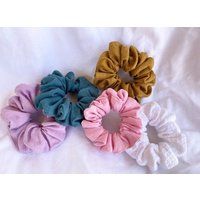 Organic Linen Scrunchies | Pink Scrunchie Mustard Teal Lilac Gifts For Her | Etsy (CAD)