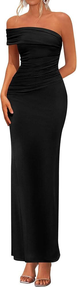 PRETTYGARDEN Women's 2026 Wedding Guest Cocktail Dresses One Off the Shoulder Ruched Bodycon Form... | Amazon (US)