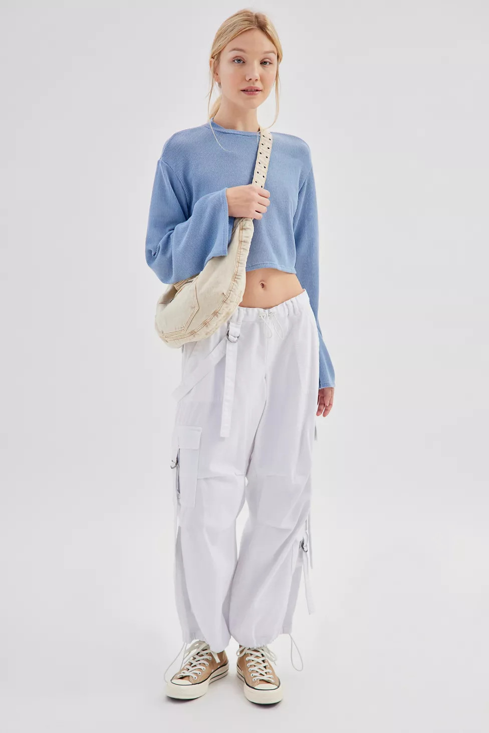 Urban Renewal Remnants Drippy Sleeve Ribbed Crew Neck Top | Urban Outfitters (US and RoW)