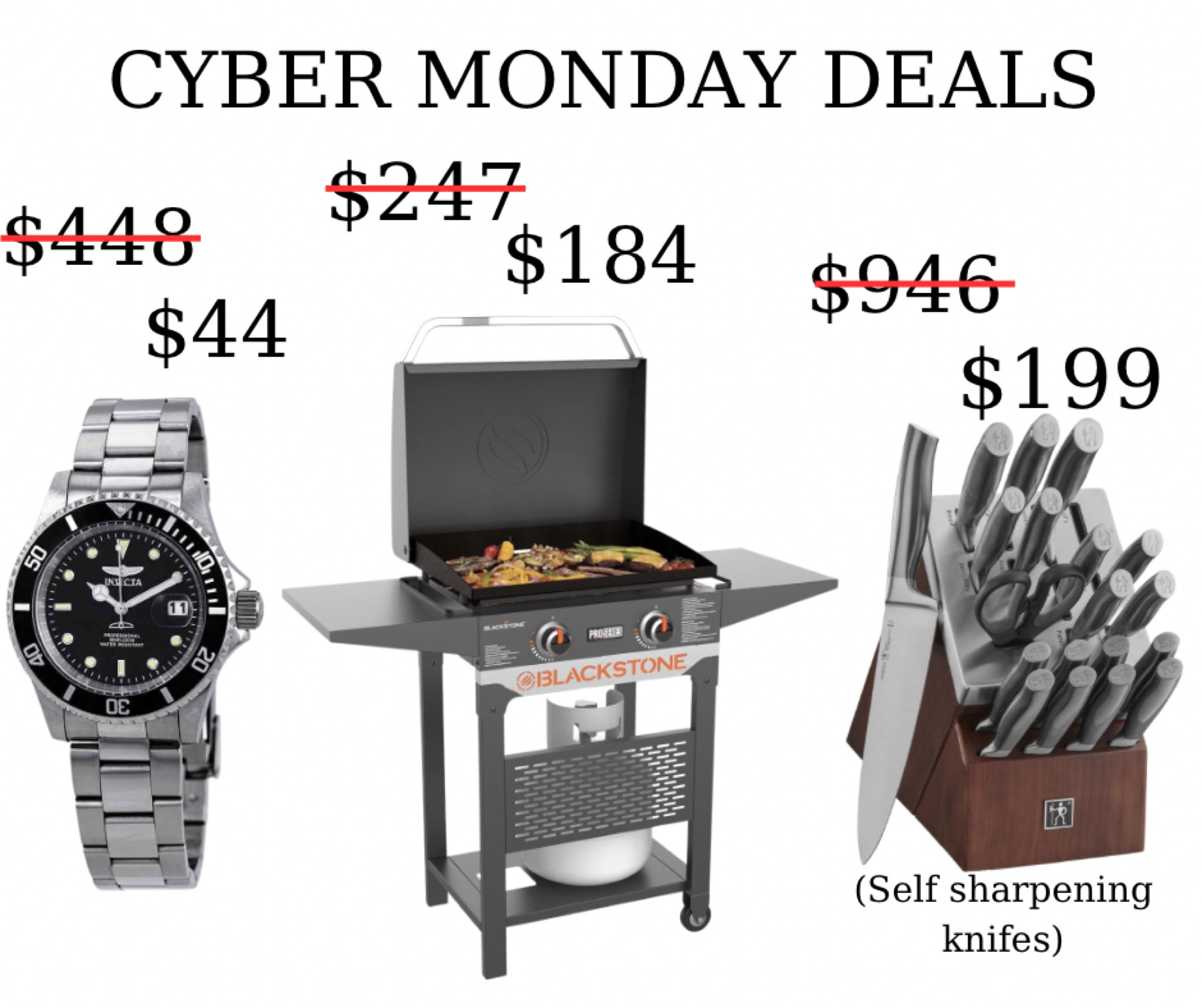 🔥Cyber Monday deals! Gifts for the special man in your life! Blackstone grill, self sharpening knife’s, Invicta watch. #blackfriday #mensgifts #menswatch #grill #knifeset #cybermondaydeals #giftguide 

#LTKCyberWeek #LTKHoliday #LTKGiftGuide