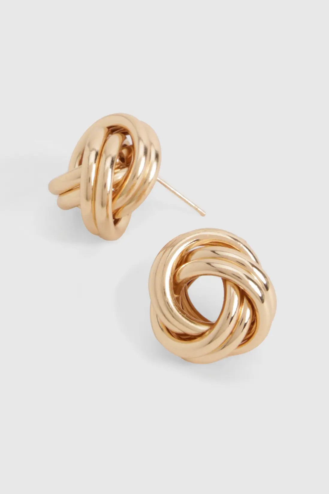 Gold Knot Detail Stud Earrings | Boohoo | Boohoo.com (UK & IE)