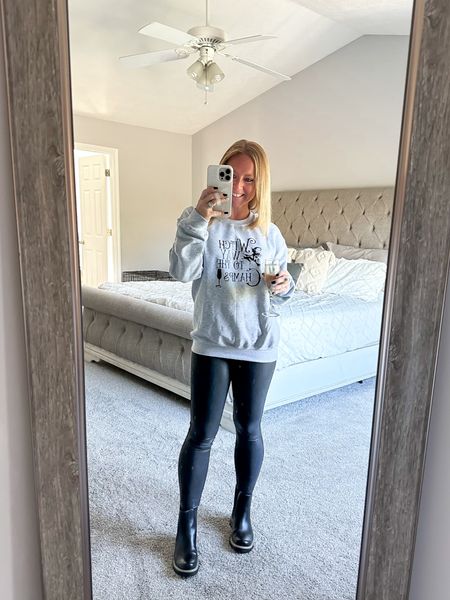 Witch way to the Champs 🥂💁🏼‍♀️
Sweatshirt- small (made my own svg)
Spanx- small petite
Shoes- size 6

#LTKfindsunder100 #LTKSeasonal #LTKHoliday