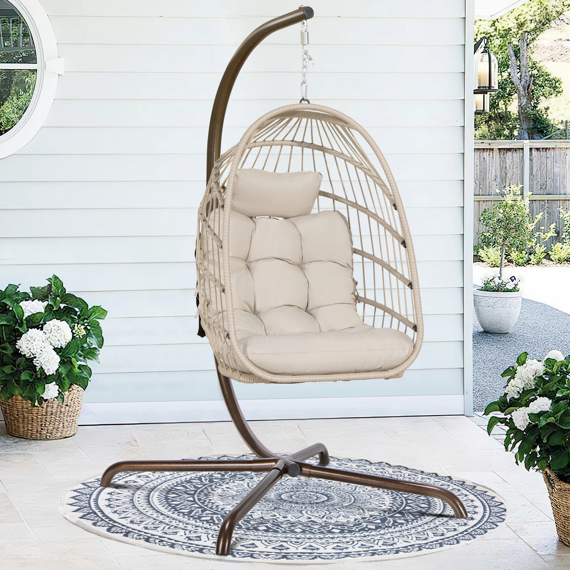 Chingford Outdoor/Indoor Swing Egg Chair with Stand | Wayfair North America