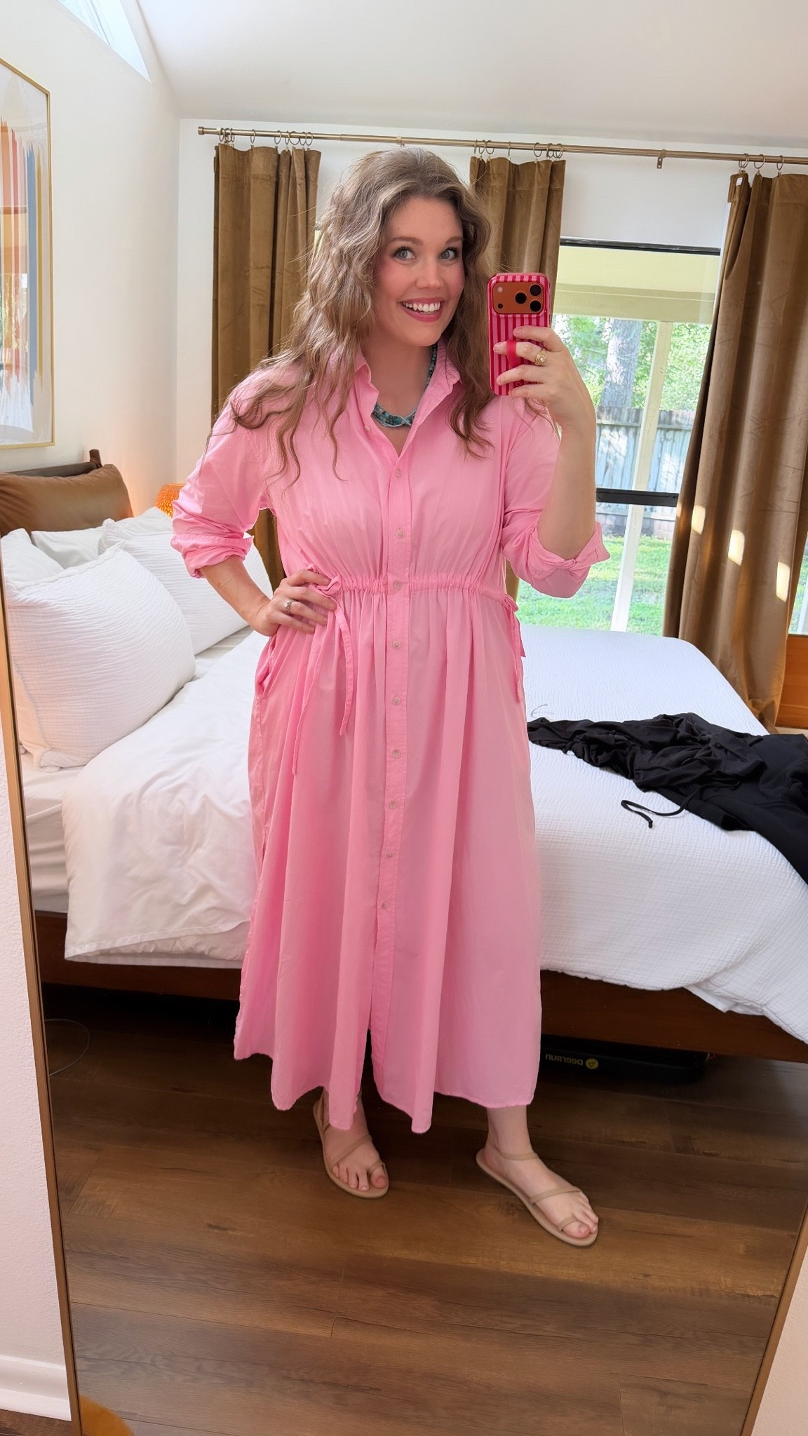 I have been loving this loose cotton dress for summer. Nice and breezy but still put together! My sandals are an Amazon dupe, and they're so comfy! Dress and necklace are old, so I'm linking similar options for you.
...........
summer dress pink dress shirt dress cotton dress oversized dress loose dress nude sandals strappy sandals TKEES dupe TKEES sandals turquoise necklace beaded necklace midsize fashion plus size fashion plus size dress midsize dress tie waist dress size 14 outfit size 14 fashion summer wedding guest dress church dress modest dress bump style bump fashion casual dress date night dress vacation dress vacation look  

 #LTKootd #LTKMidsize #LTKPlusSize
