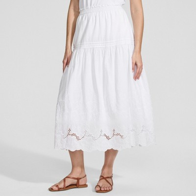 Lands' End Women's Petite Voile Eyelet Maxi Skirt - X-Large - White | Target