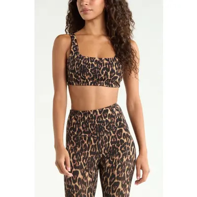 Zella Studio Luxe Sports Bra in Brown Elegant Leopard at Nordstrom, Size Small | Nordstrom