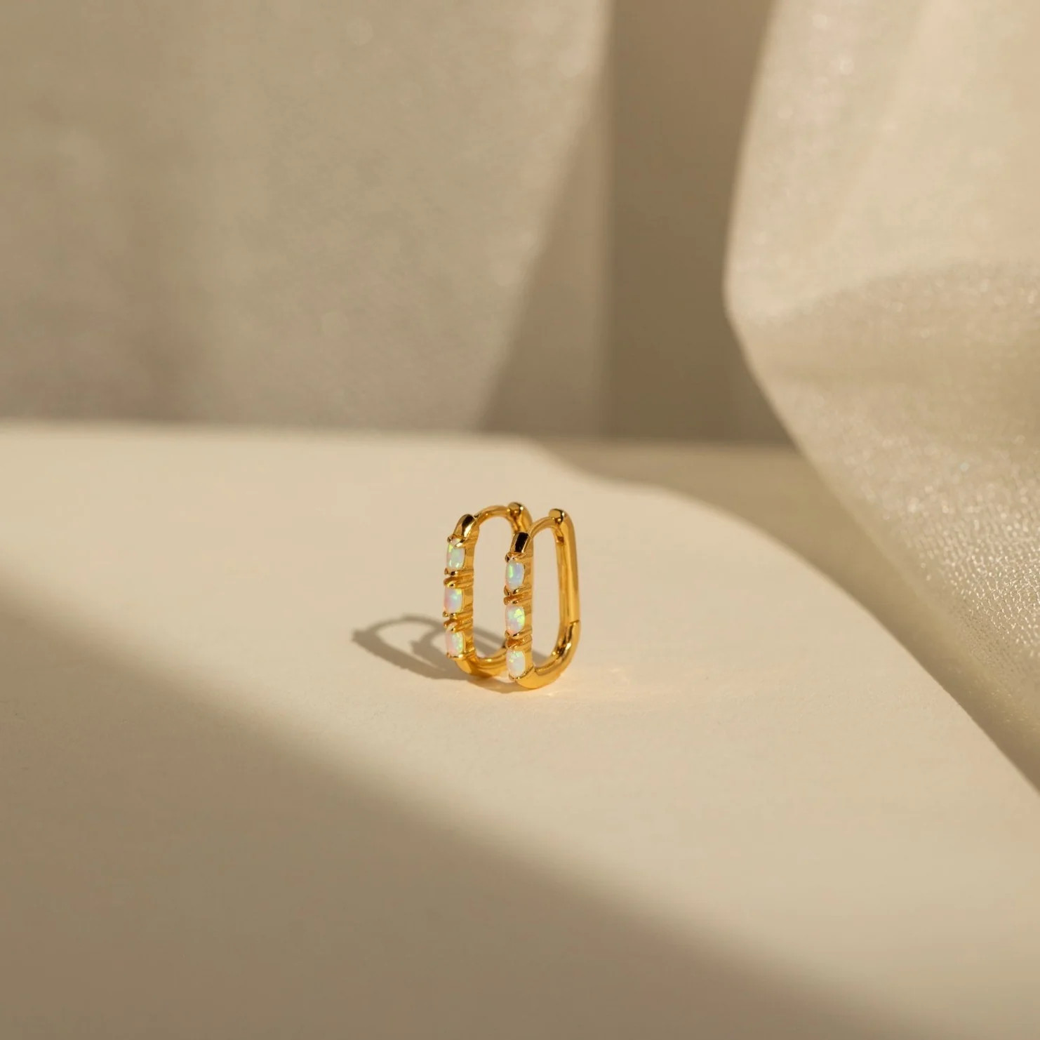 Dainty Halo Opal Hoop Earrings | Caitlyn Minimalist | Caitlyn Minimalist