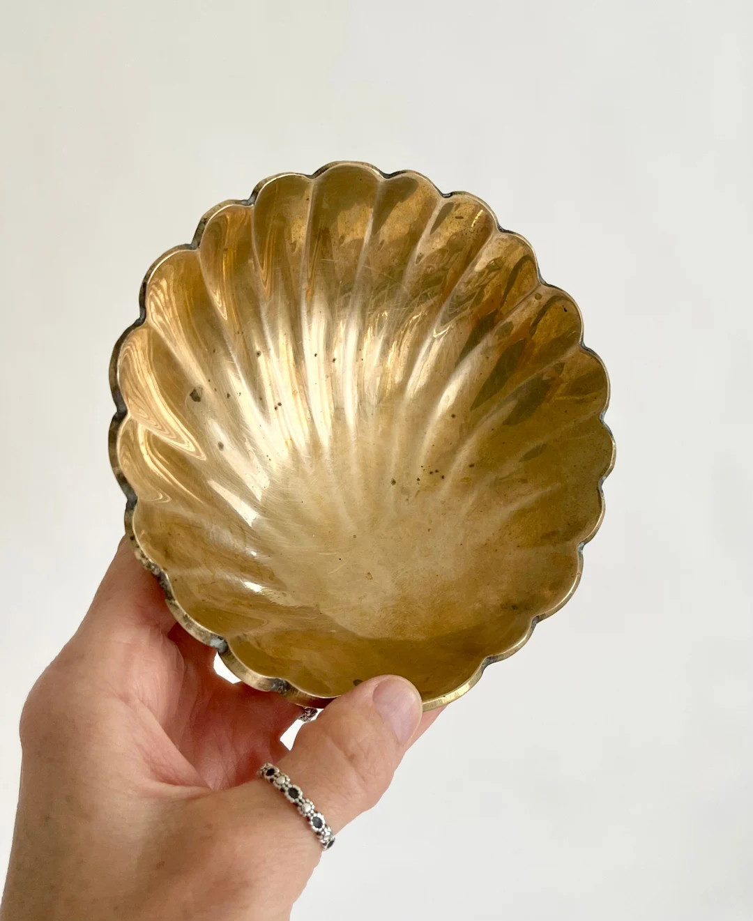 Solid Brass Dish Bowl Scallop Shell Vintage 70s Ring Trinket Catchall Jewelry Ashtray Vintage Sle... | Etsy (US)