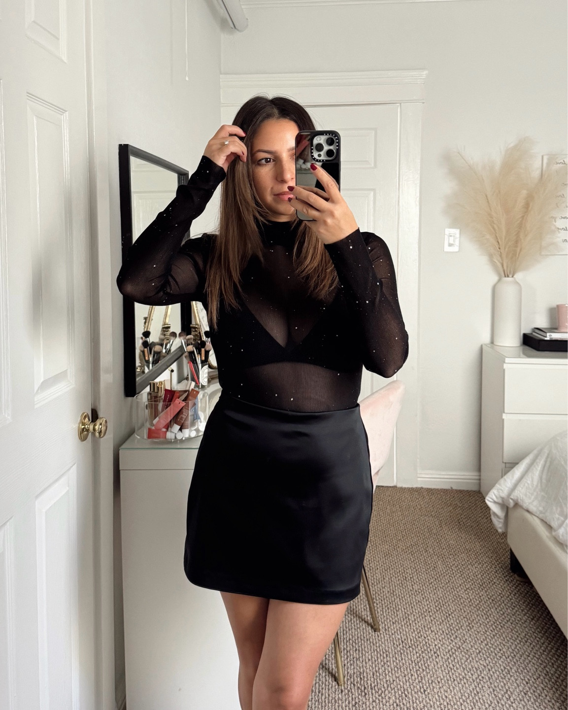 Sheer sparkle bodysuit- small
Abercrombie satin skirt- xs
Skims bralette- medium

Holiday outfit, new years, NYE outfit, petite, skims bra, holiday party

#LTKHoliday #LTKstyletip #LTKSeasonal