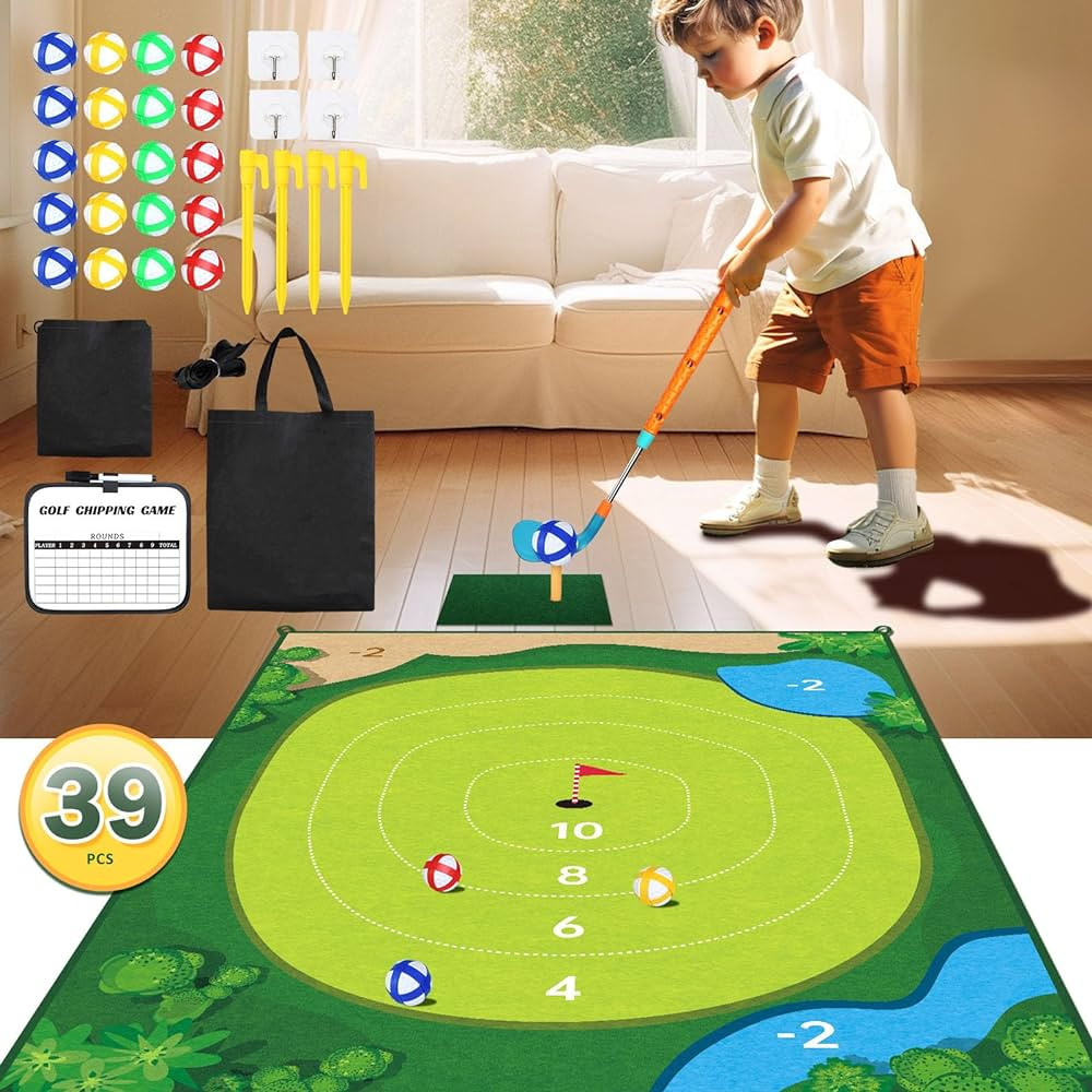 Wdebay Toddler Sticky Golf Pro Game Set with Mat, Velcro Golf Chipping Game for Kids and Adults I... | Amazon (US)