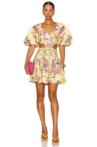 HEMANT AND NANDITA Pria Cut Out Mini Dress in Yellow | FWRD 