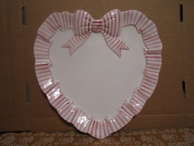 THE HALDON GROUP HEART SHAPE PINK STRIPE BOW SERVING PLATTER/PLATE  1989 12” EUC | eBay US