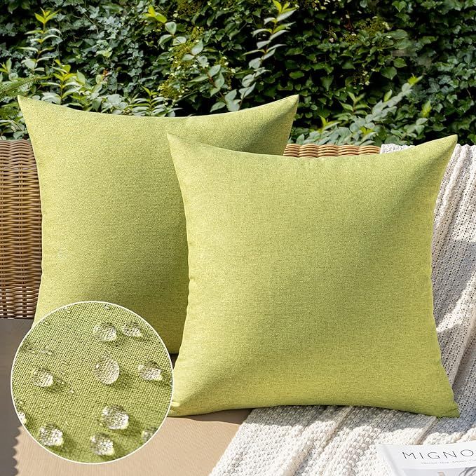 MIULEE Pack of 2 Decorative Outdoor Solid Waterproof Throw Pillow Covers Polyester Linen Garden F... | Amazon (US)