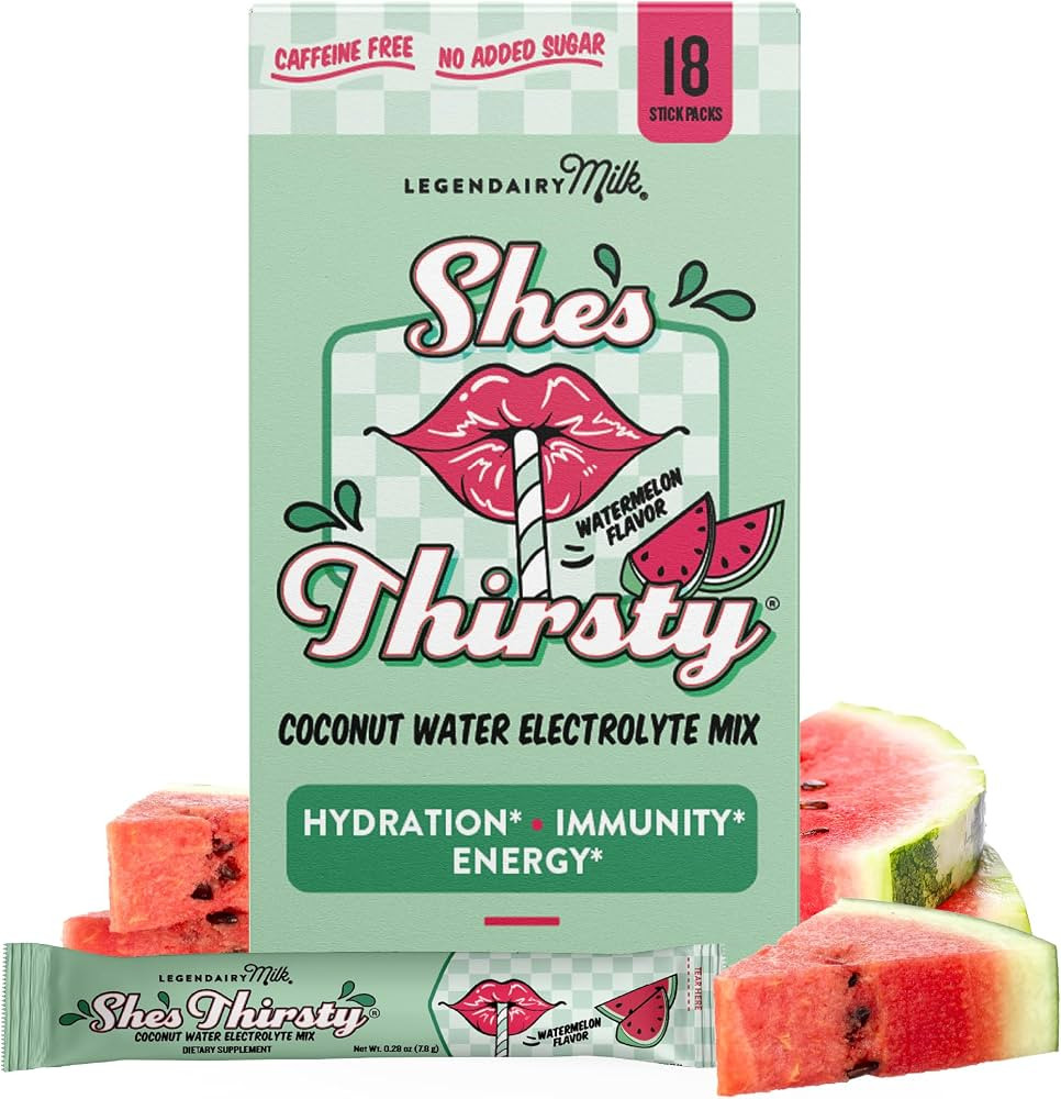 Legendairy Milk She's Thirsty Watermelon, No Sugar Added Electrolytes Powder Packets\u2013Coconut... | Amazon (US)