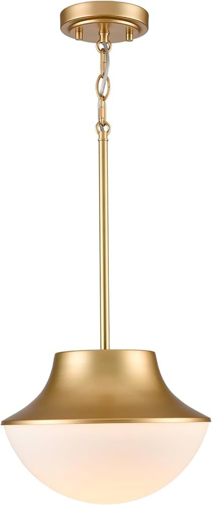 Mid Century Modern Pendant Light Fixture 11.02" Brushed Gold Pendant Light Kitchen Island with Mi... | Amazon (US)