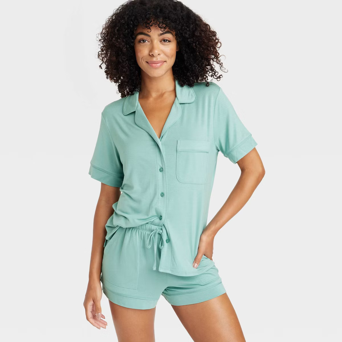 Women's Cloud Knit Short Sleeve Top and Shorts Pajama Set - Auden™ | Target