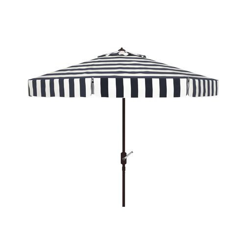 Rita Round Outdoor Stripe Patio Umbrella - Black | One Kings Lane