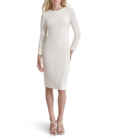 DKNY by Donna Karan Round Neck Long Sleeve Beaded Trim Dress - 2 | Dillard's