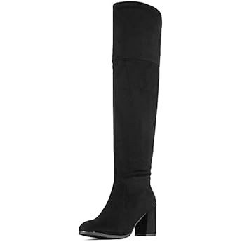 DREAM PAIRS Women's Thigh High Block Heel Over The Knee Boots | Amazon (US)