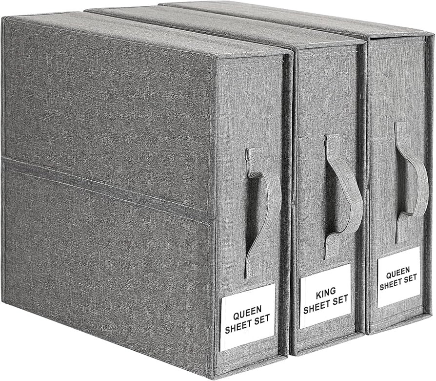 Amazon.com: VOCOOL 3 Pack Bed Sheet Organizer and Storage, (Queen or King Size) Foldable Storage ... | Amazon (US)