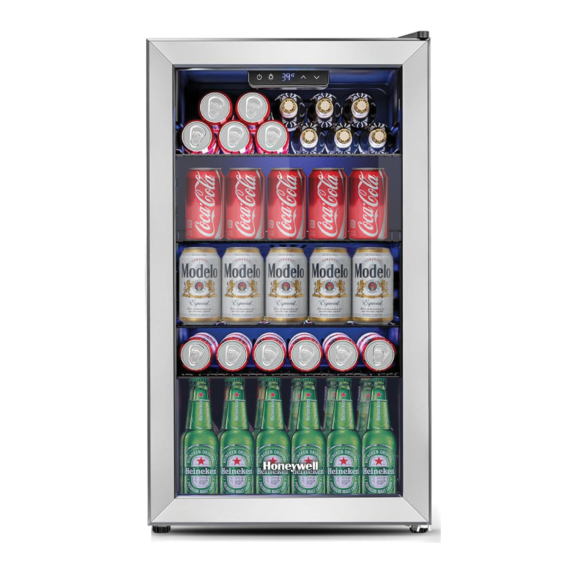 Honeywell Beverage Refrigerator and Cooler, 116 Can Mini Fridge with Glass Door for Soda Beer or ... | Amazon (US)